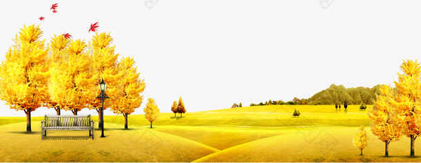 秋天黄色唯美风景图