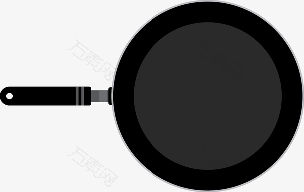 黑色圆形矢量扁平铁锅