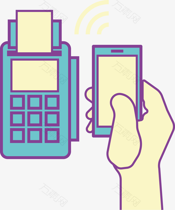 手机消费POS机刷卡交易矢量素材