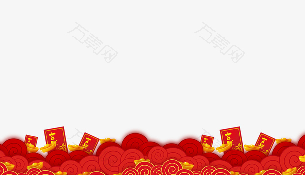新年边框设计红包与祥云