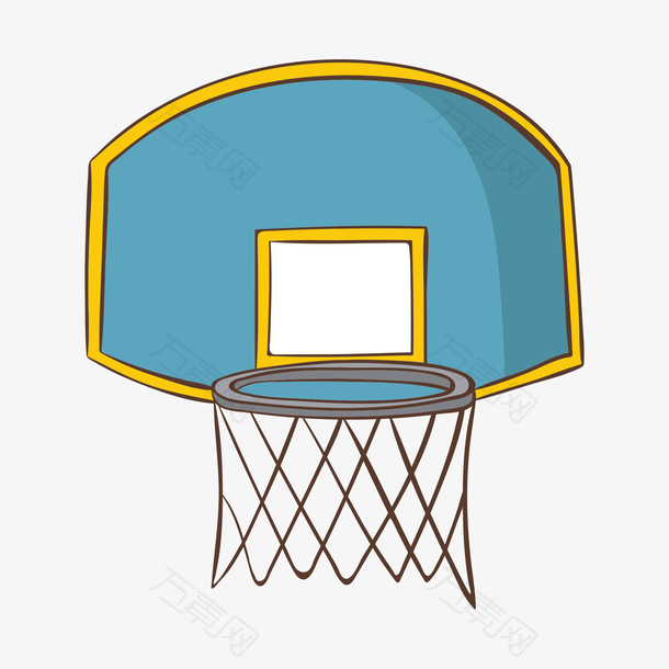 蓝黄色的篮球板和篮筐