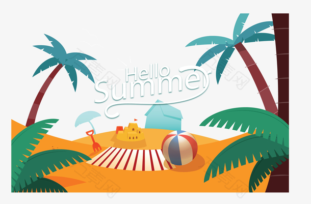 椰子树沙滩度假海报