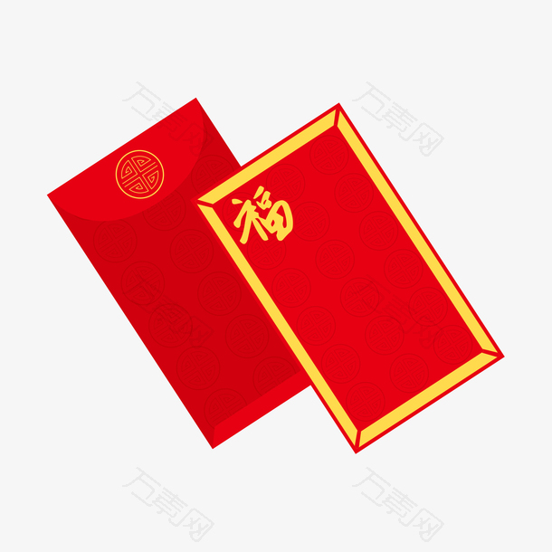 红黄色福字新年红包