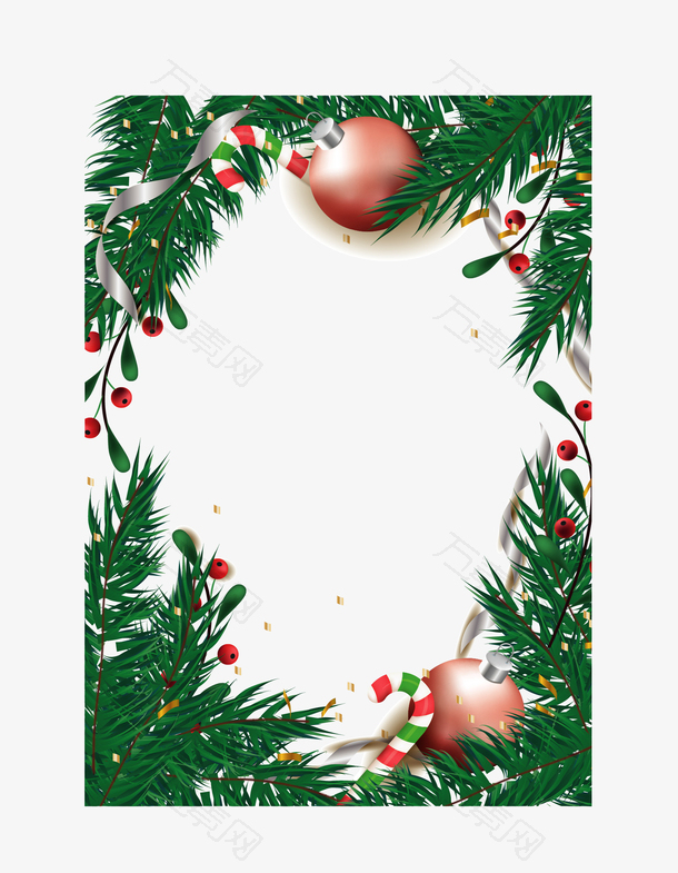 圣诞节绿色树叶边框