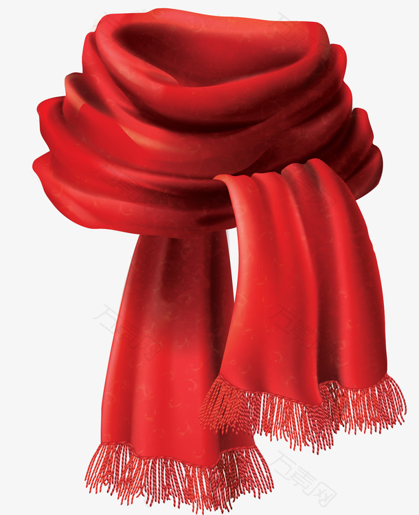 手绘风秋天红色围巾