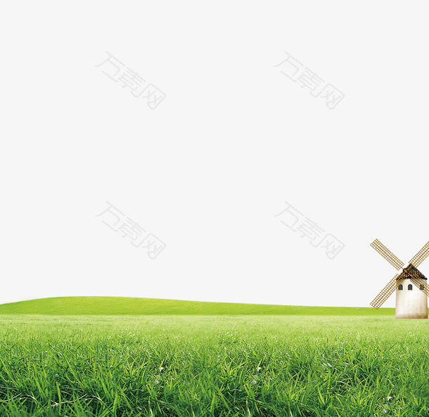 绿色草地和风车