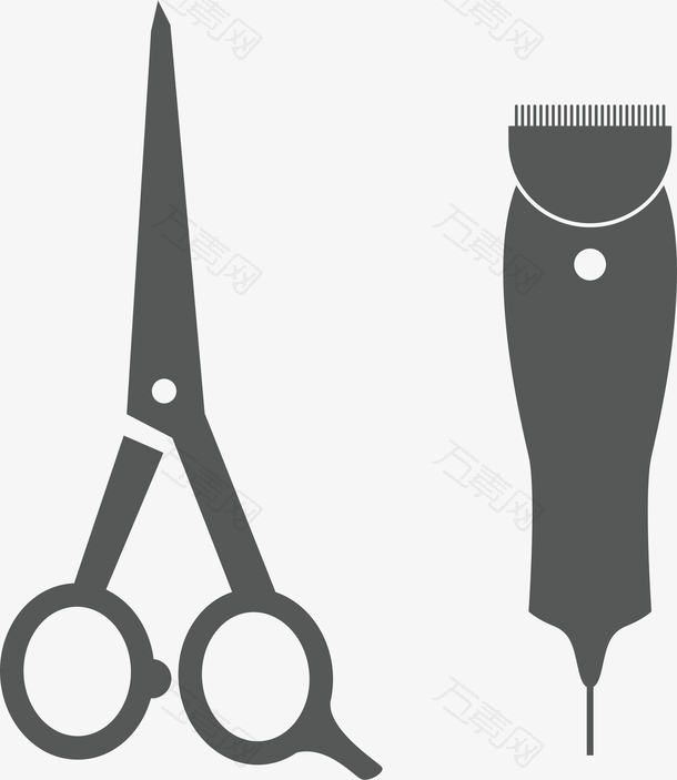 各种美发工具剪刀推剪元素