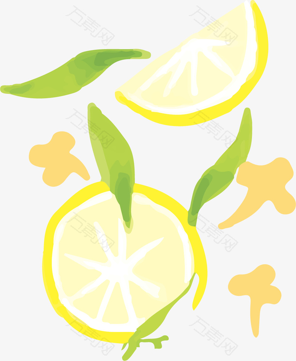 水彩柠檬花茶