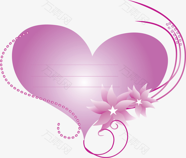 紫色高雅花纹心形空白标签