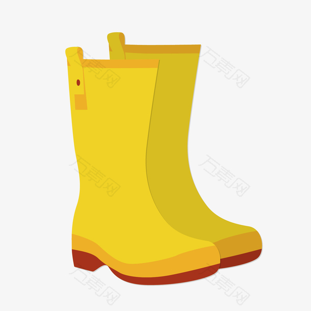 一双黄褐色秋季雨靴