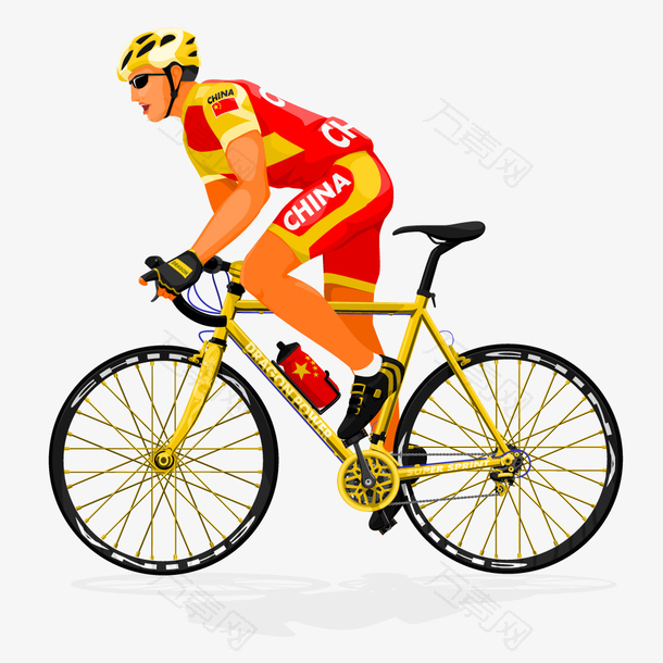 矢量手绘中国自行车赛车选手素材