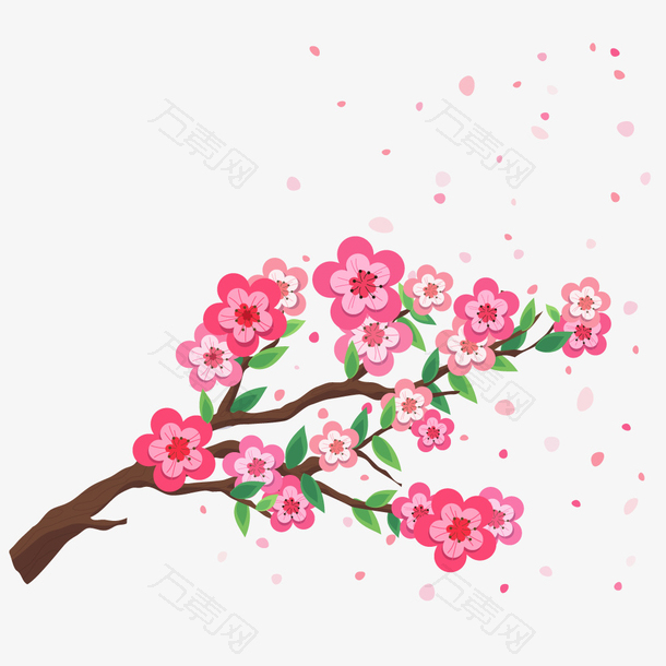 浪漫粉红桃花花瓣花朵矢量素材
