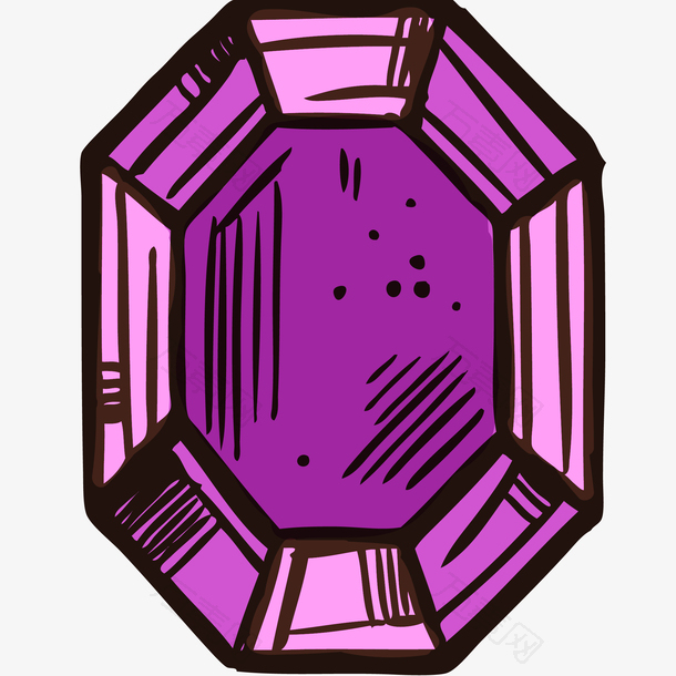 紫色宝石手绘插画