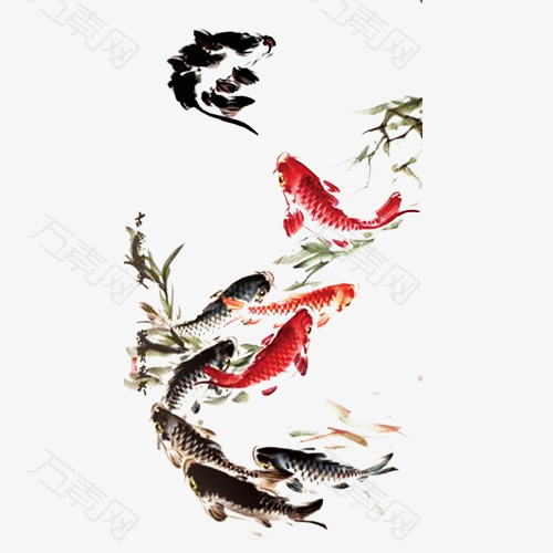 中国风手绘金鱼
