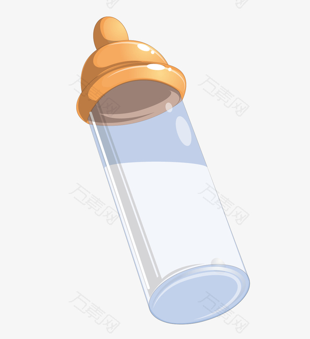 矢量透明玻璃奶瓶