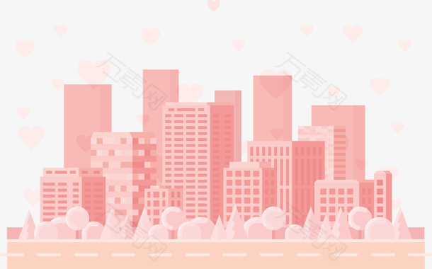 矢量粉色城市建筑