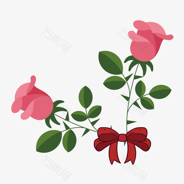 两只漂亮的玫瑰插画