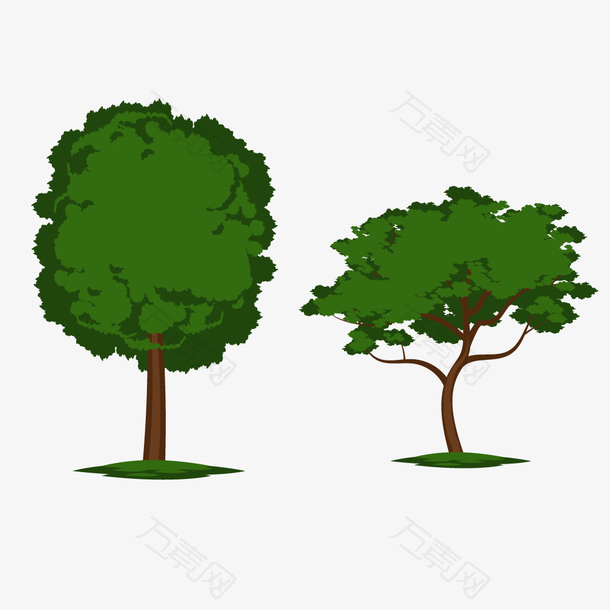 景观植物大树水彩手绘树木设计素