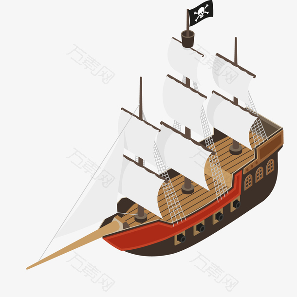 卡通精致的海盗船设计