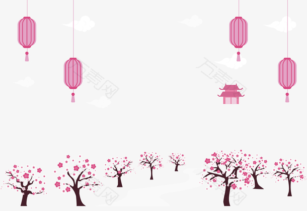 浪漫粉红日本樱花节
