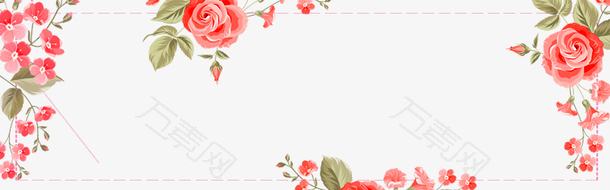 春季手绘玫瑰花装饰边框