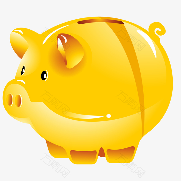 金色小猪储钱罐矢量免抠图