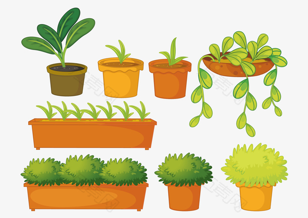 矢量绿色盆栽植物