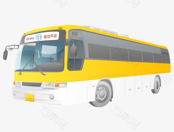 矢量卡通手绘黄色时尚公交车