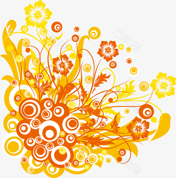 花纹花卉金黄色装饰背景图