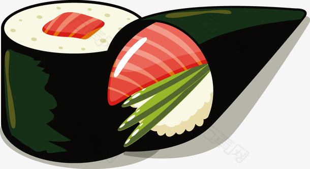 手绘矢量美味海苔寿司素材