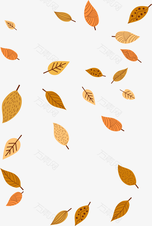 手绘秋天树叶插画装饰图案