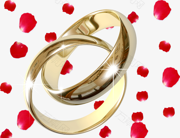 情人节浪漫戒指与玫瑰瓣创意设计