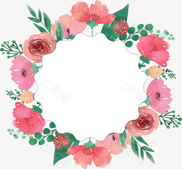 手绘粉红花朵边框