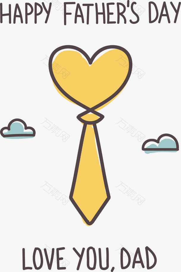 黄色爱心领带