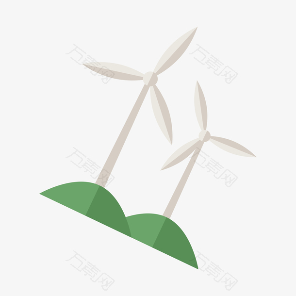 灰绿色的风力发电环保标识