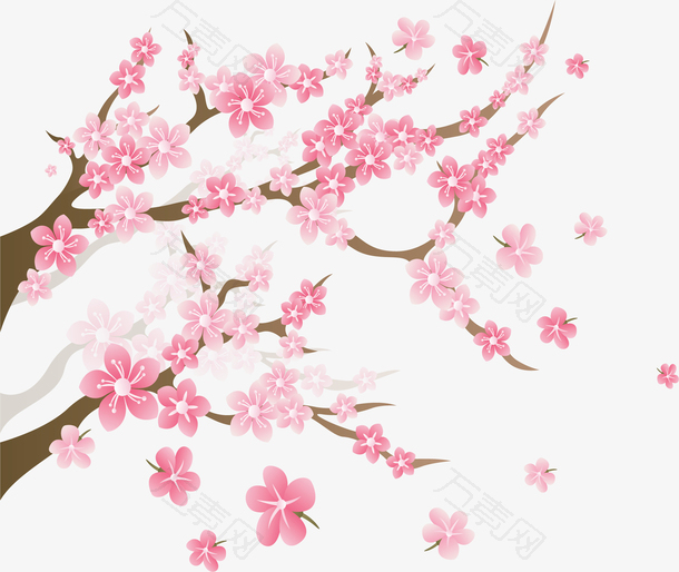 浪漫粉红色桃花树枝