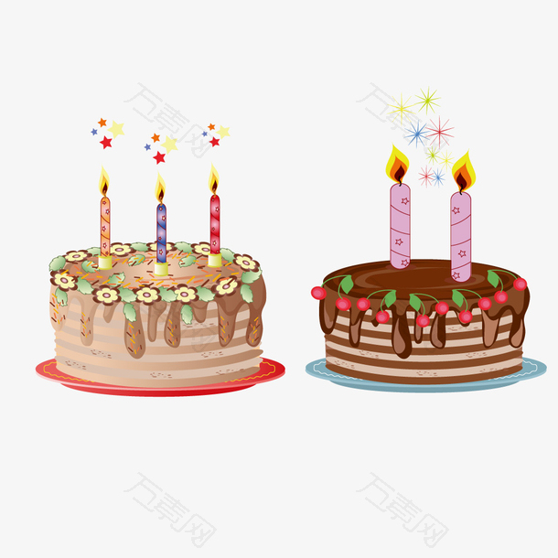 生日蛋糕蜡烛生日主题卡通素材