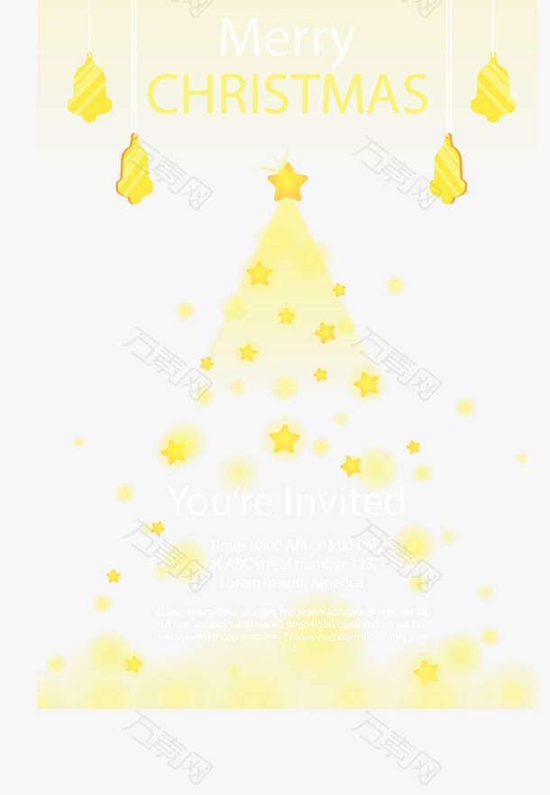 黄色星光圣诞邀请卡