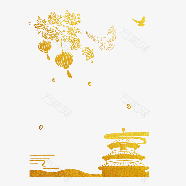 国庆节烫金中国风边框