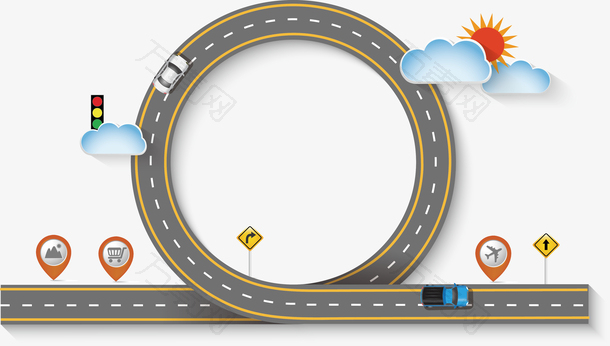 汽车圆形公路创意公路插画矢量素