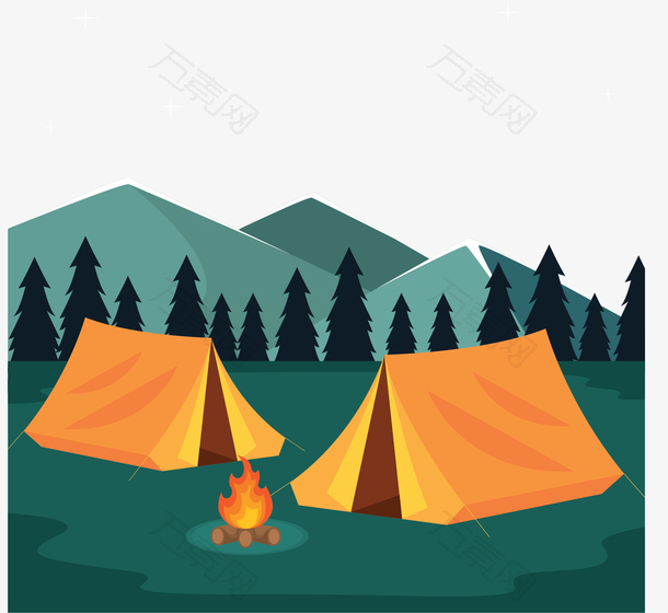 夏天夜晚露营帐篷