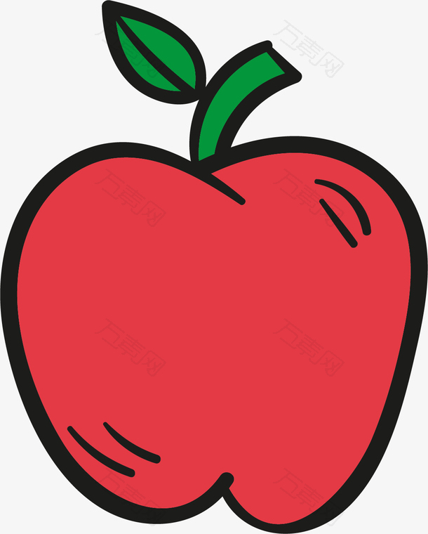 简约手绘红苹果免抠素材