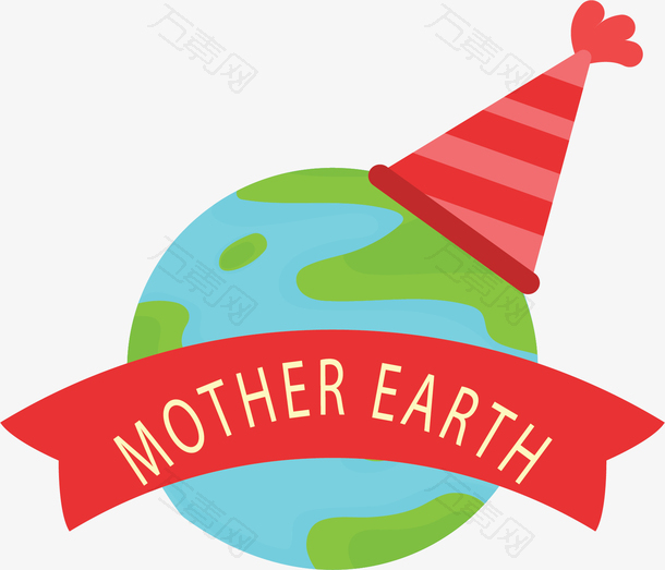 红色生日帽的地球