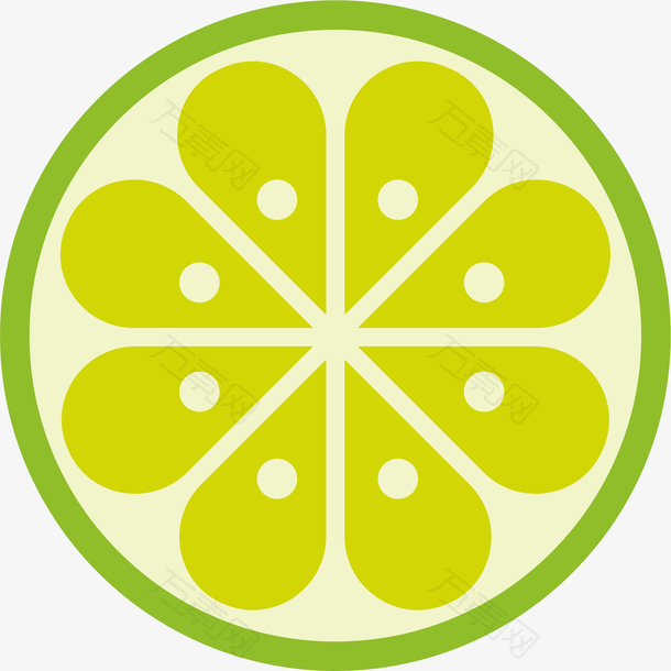 矢量图绿色圆形柠檬