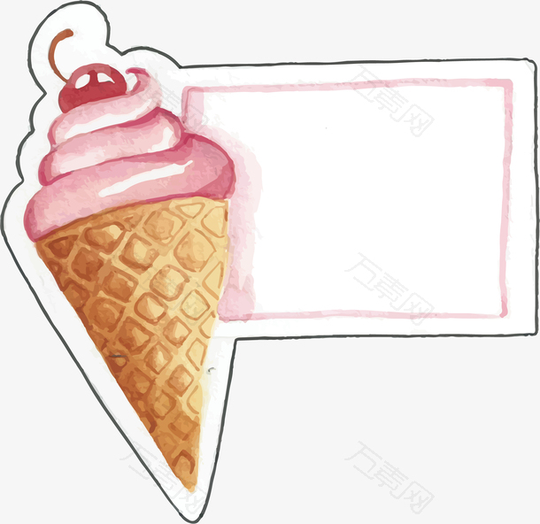 水彩粉红色冰激凌标题框