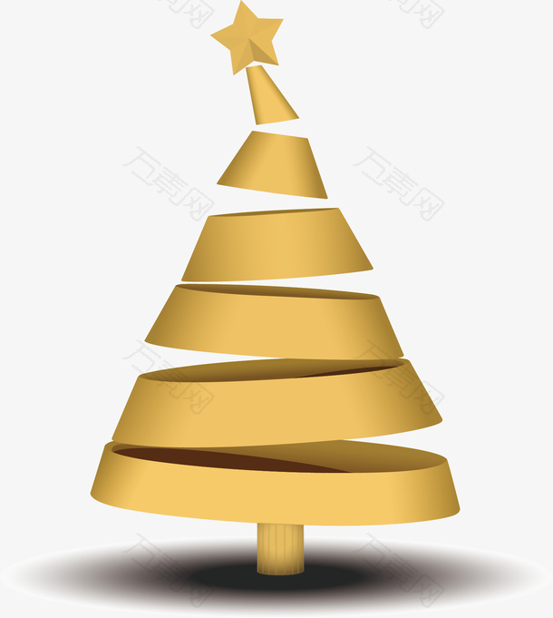 圣诞树装饰元素金色彩带免费素材