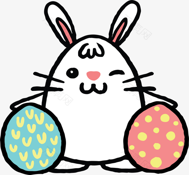 可爱眨眼的复活节兔子