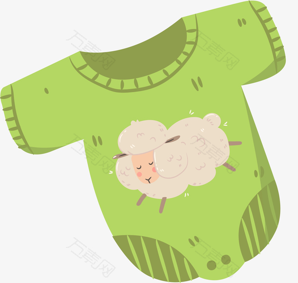 绿色连脚衣服可爱卡通婴儿矢量素