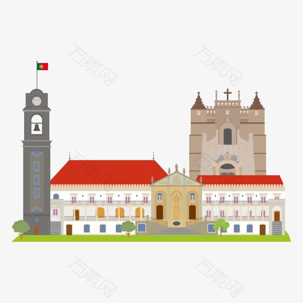 创意葡萄牙建筑旅游景点矢量