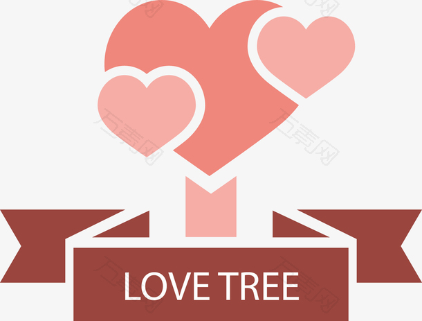 矢量图爱情树正面图